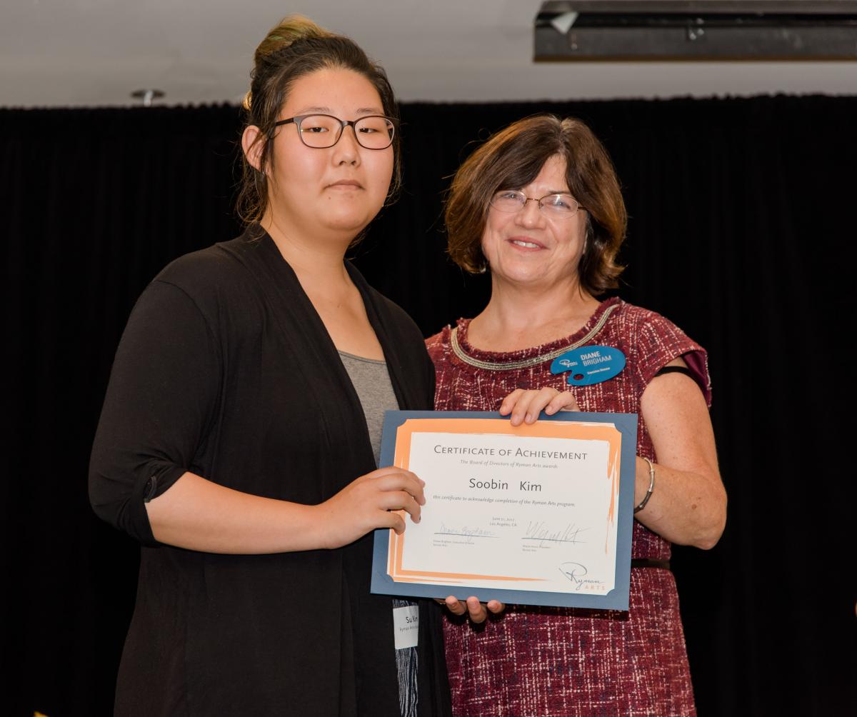 Congressional District Art Competition Award Su Kim (Ryman ‘17), 34th District, and Executive Director Diane Brigham