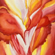 Student artwork, acrylic painting of bird of paradise close up